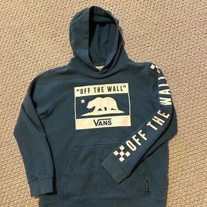 Vans Off the Wall Blue Hoodie with White California Bear Flag Graphic